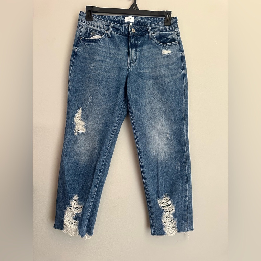 Special A Women Straight Relaxed Jeans Distressed Blue 100% Cotton Sz 5